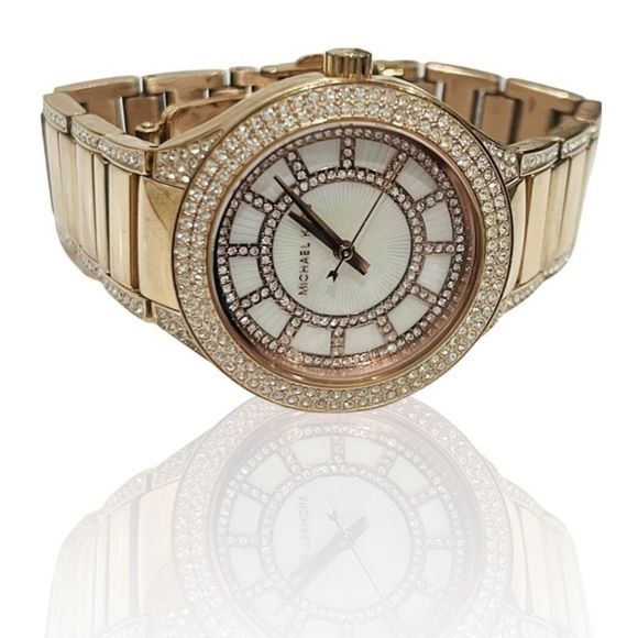MICHAEL KORS Mini Kerry Mother of Pearl Dial Rose Gold-Tone Ladies Watch MK 3443 - Picture 1 of 5